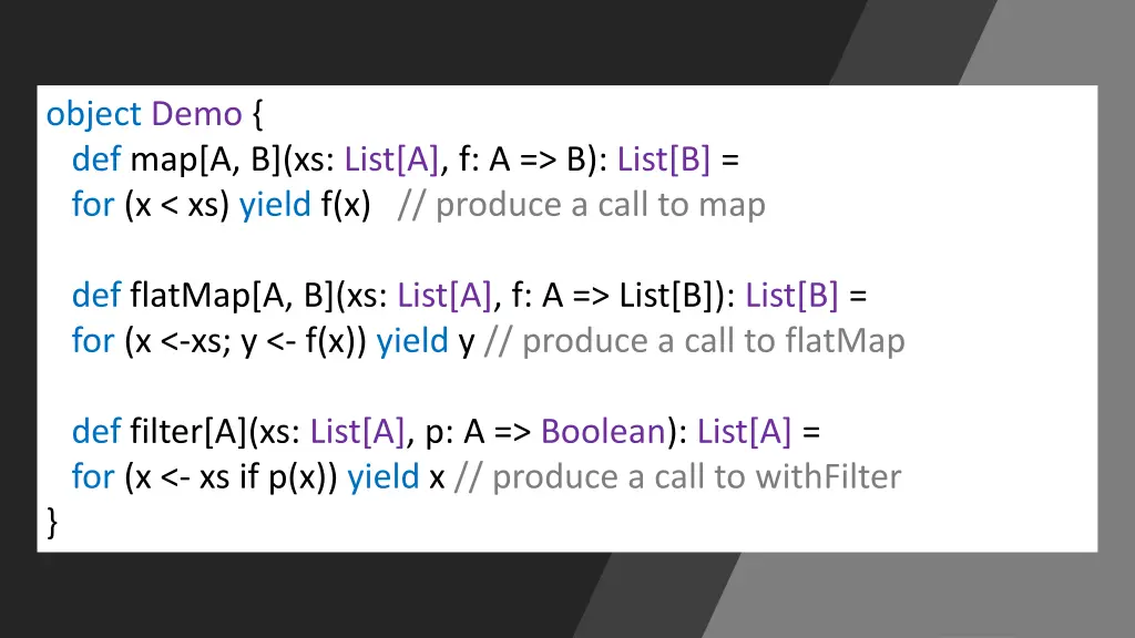 object demo def map a b xs list a f a b list