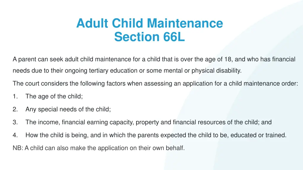 adult child maintenance section 66l