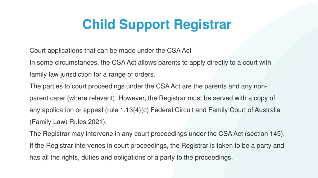 child support registrar