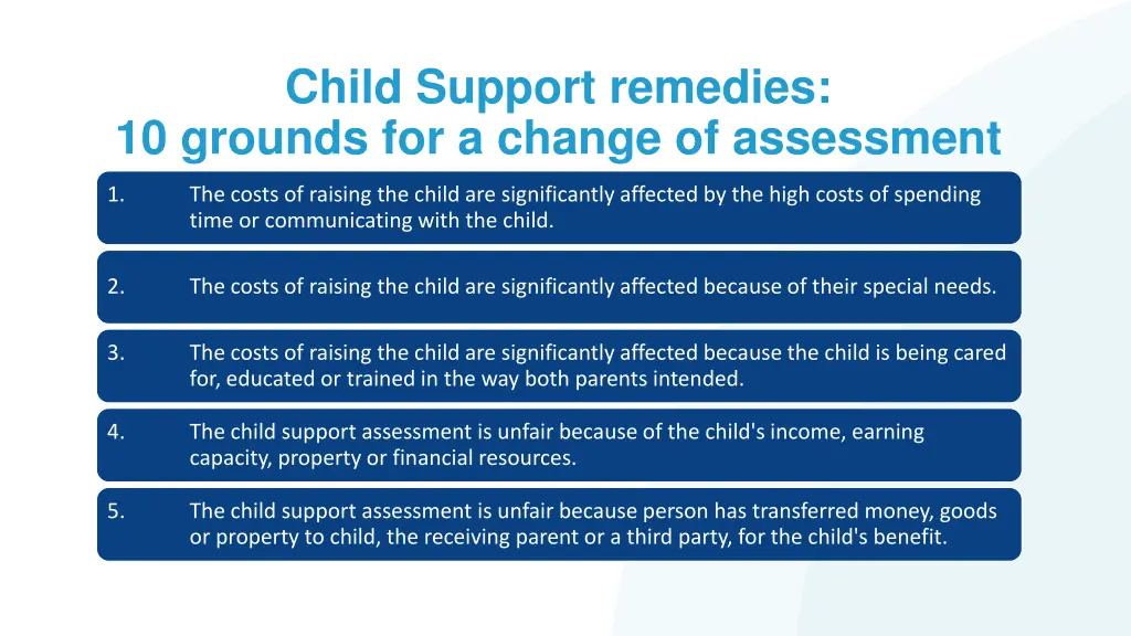 child support remedies 10 grounds for a change