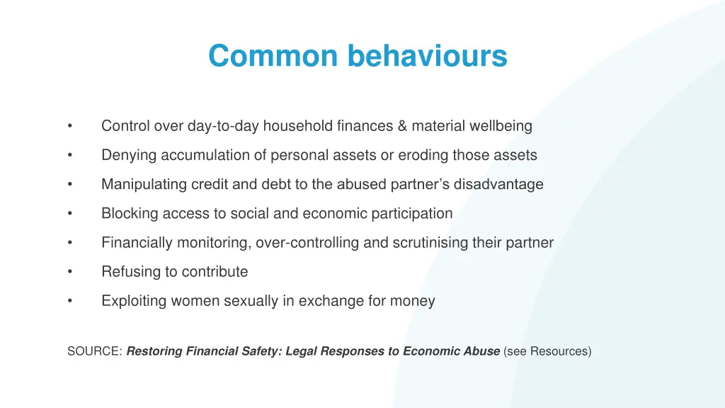 common behaviours