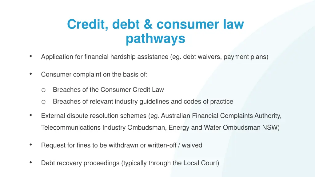 credit debt consumer law pathways