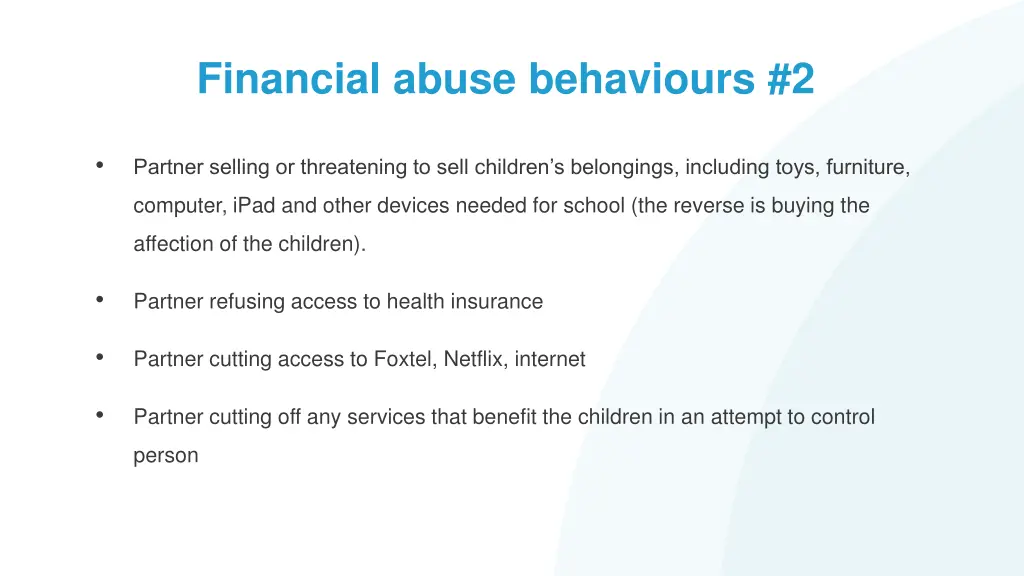 financial abuse behaviours 2