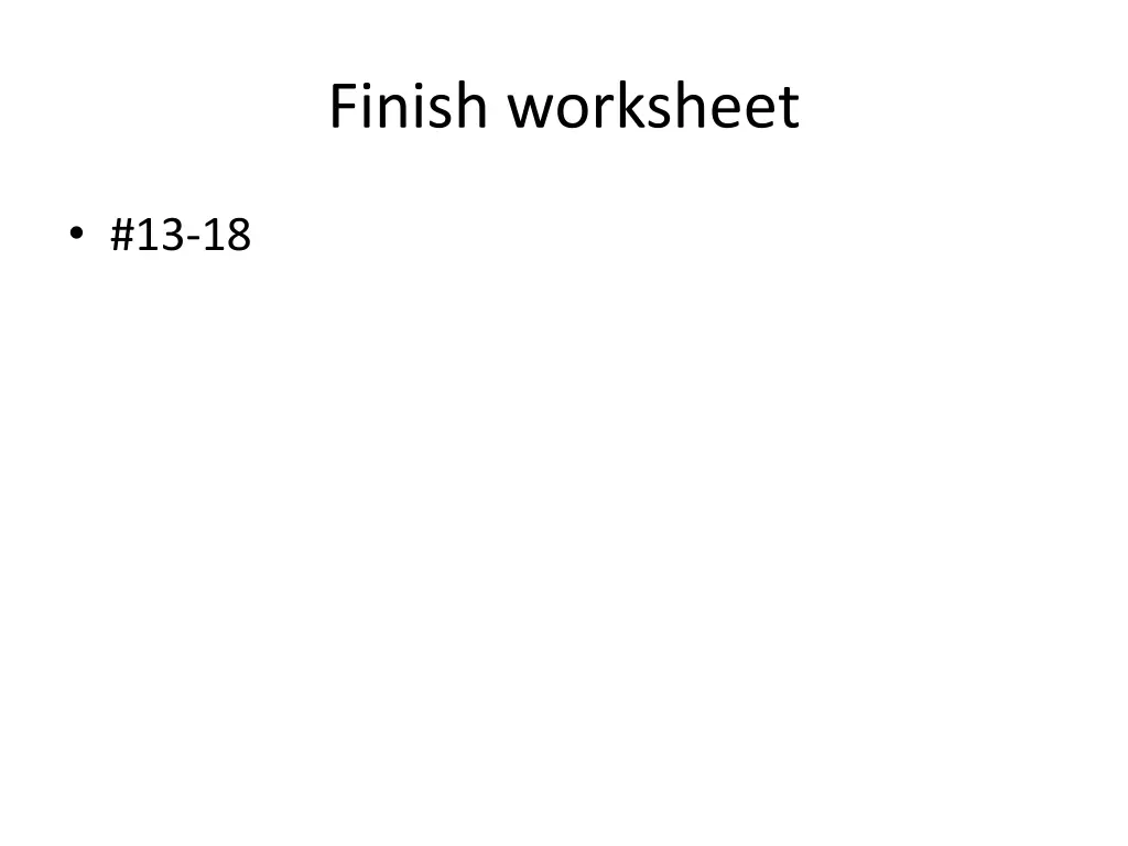 finish worksheet