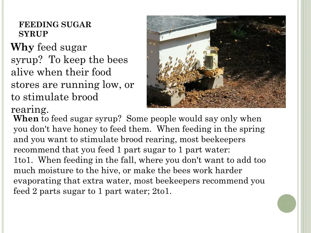 feeding sugar syrup why feed sugar syrup to keep