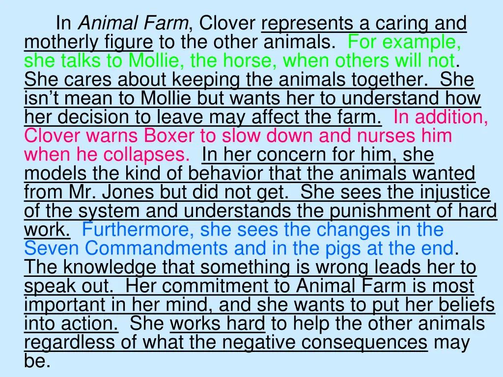 in animal farm clover represents a caring 1