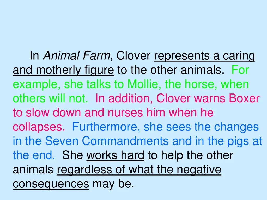 in animal farm clover represents a caring