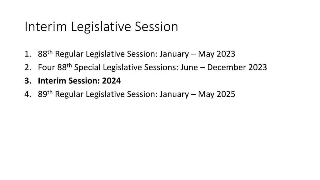 interim legislative session