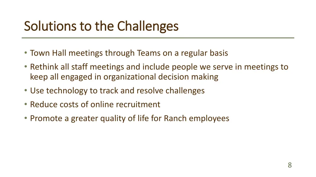 solutions to the challenges solutions