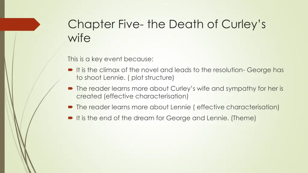 chapter five the death of curley s wife