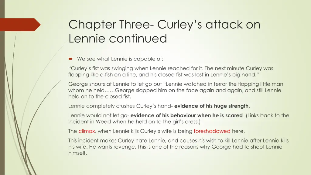 chapter three curley s attack on lennie continued 1