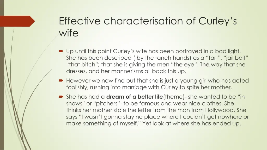 effective characterisation of curley s wife