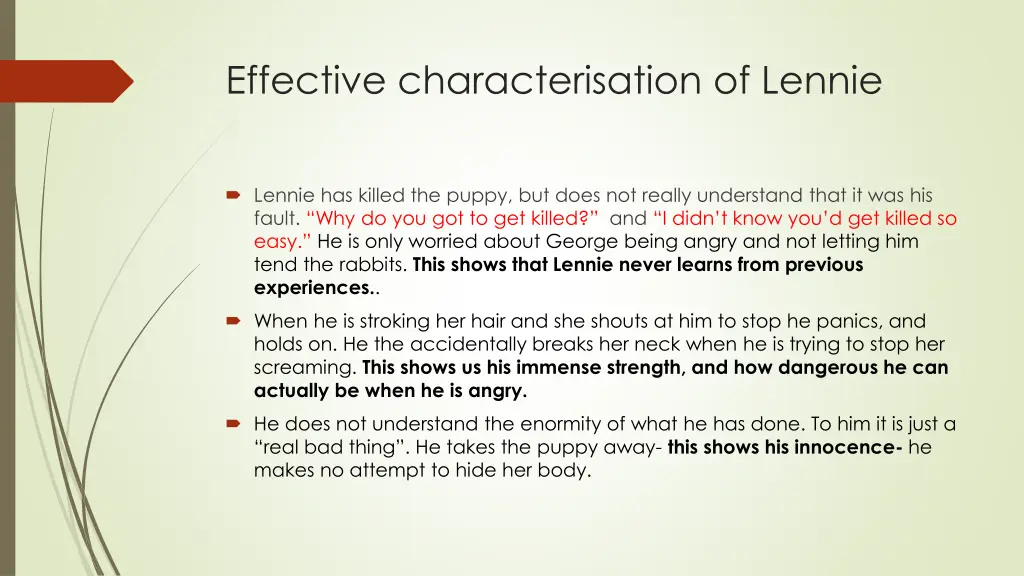 effective characterisation of lennie