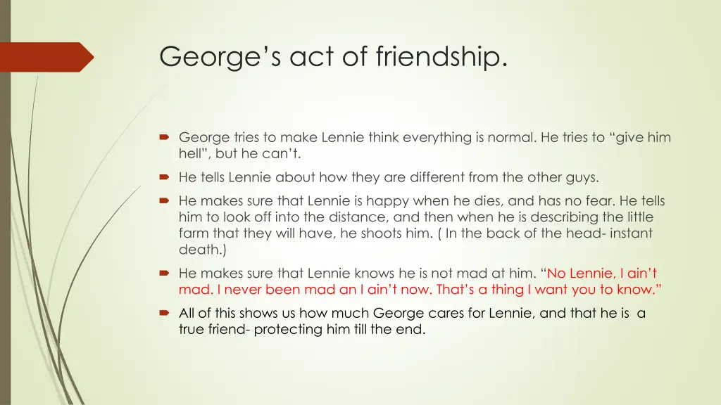 george s act of friendship