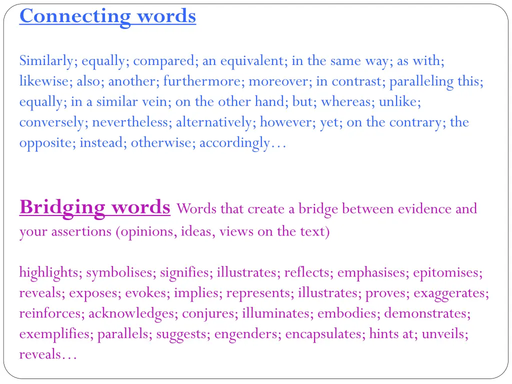 connecting words