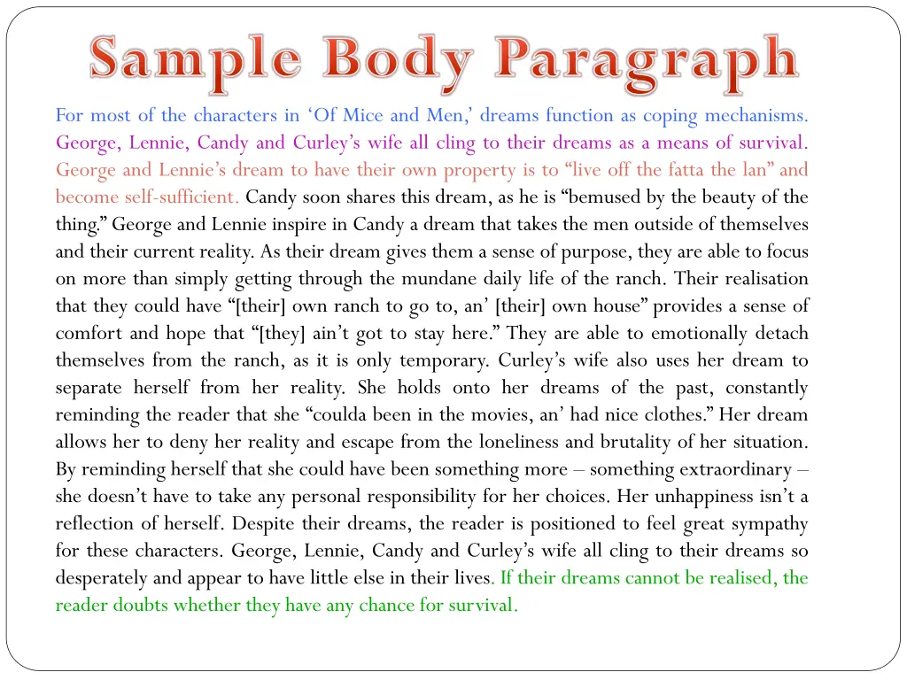 sample body paragraph