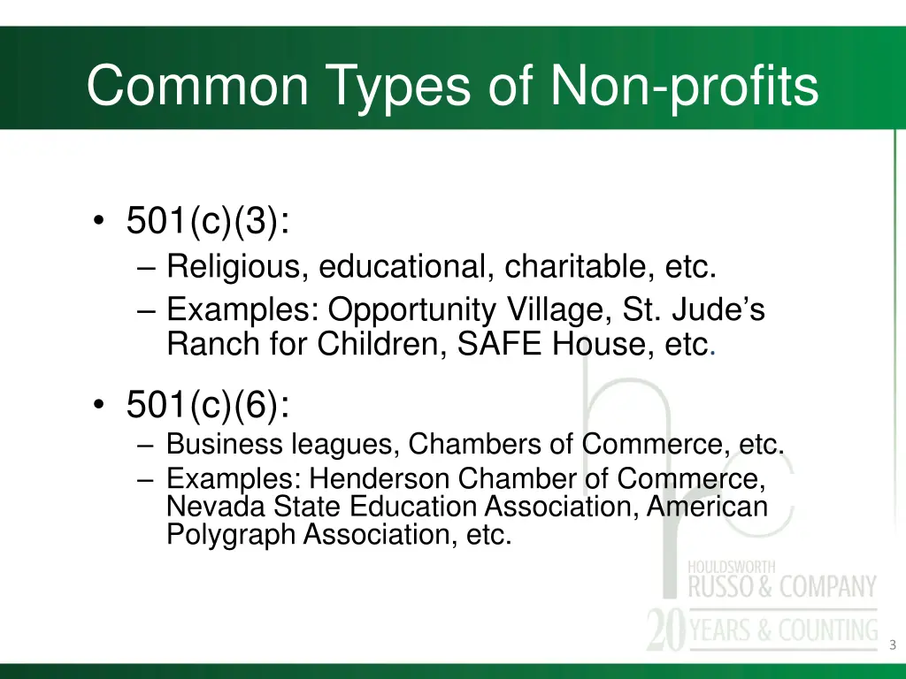 common types of non profits