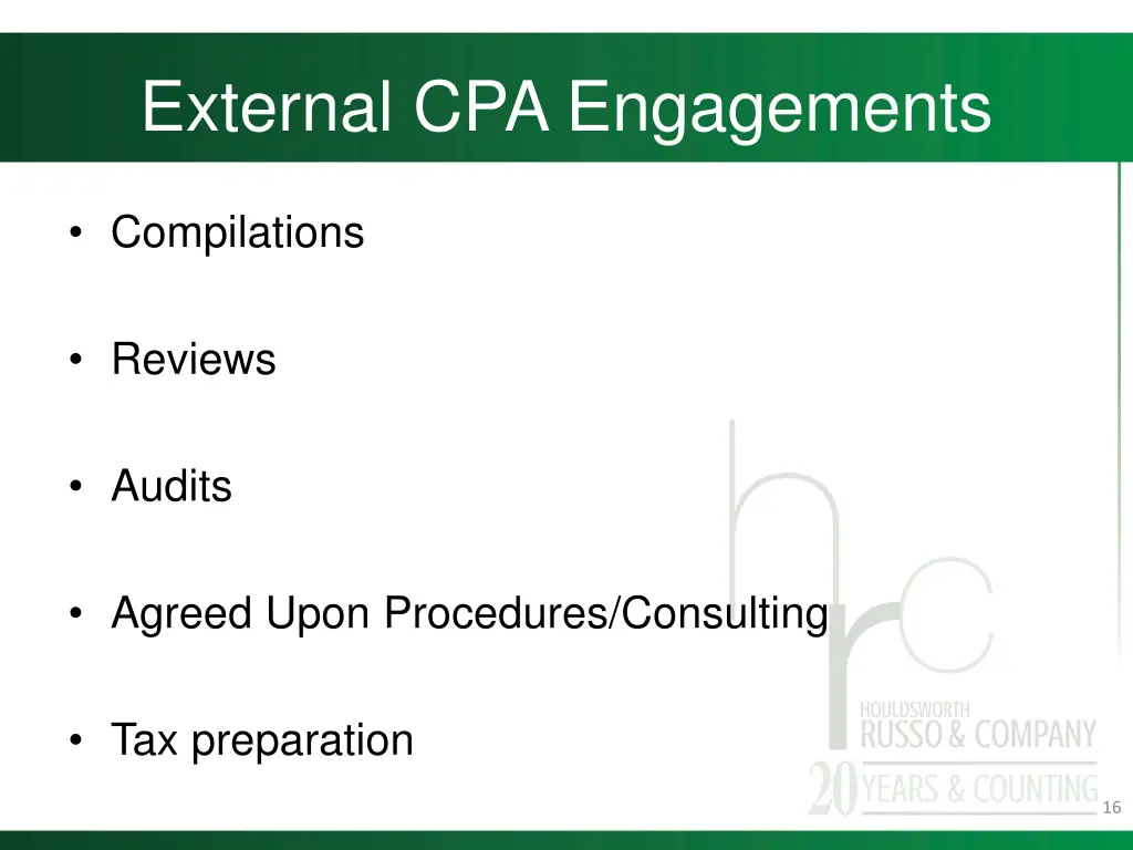 external cpa engagements