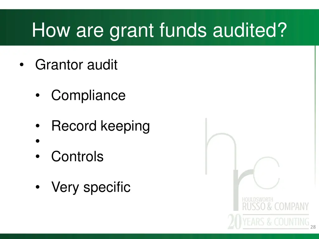 how are grant funds audited