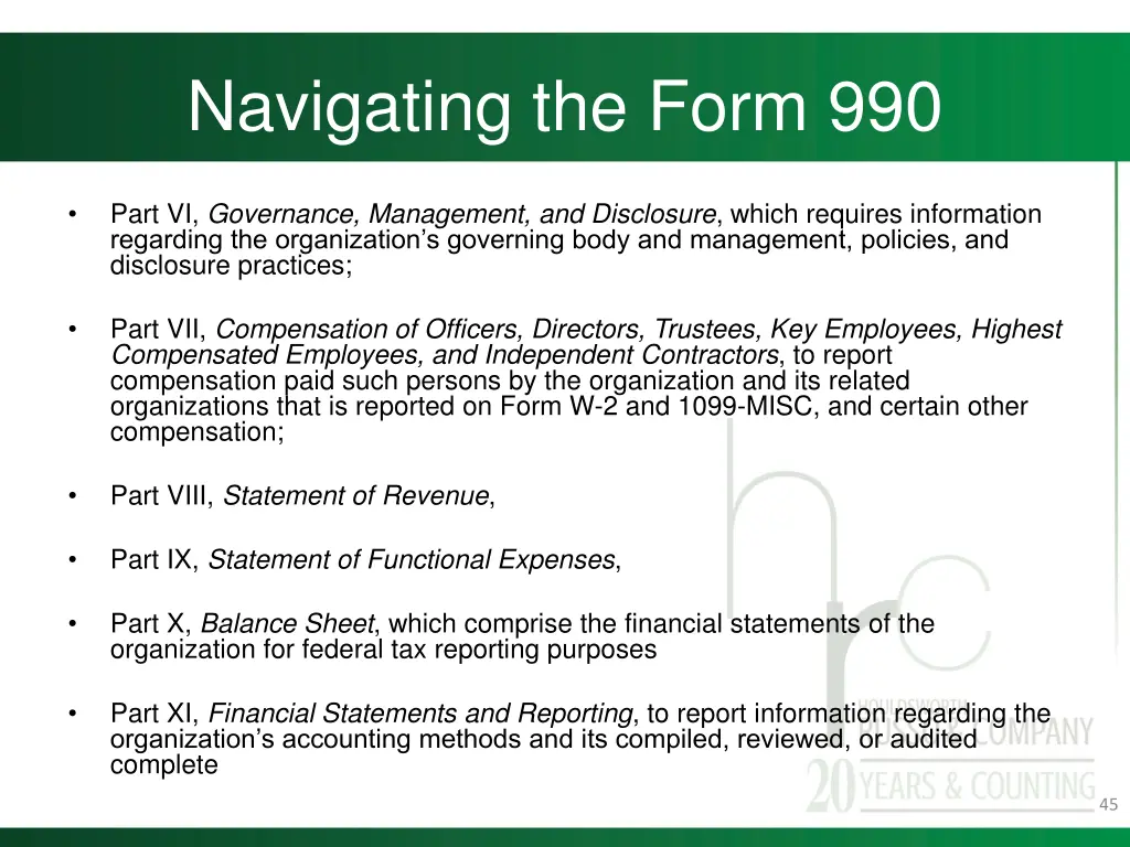 navigating the form 990 1