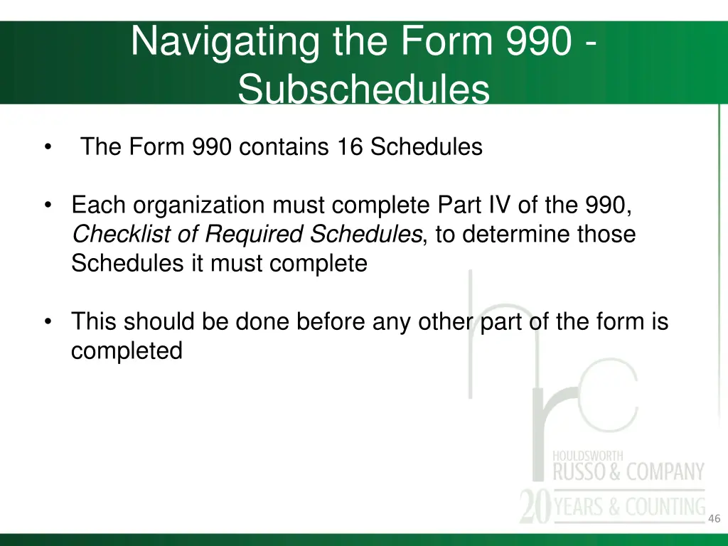 navigating the form 990 subschedules