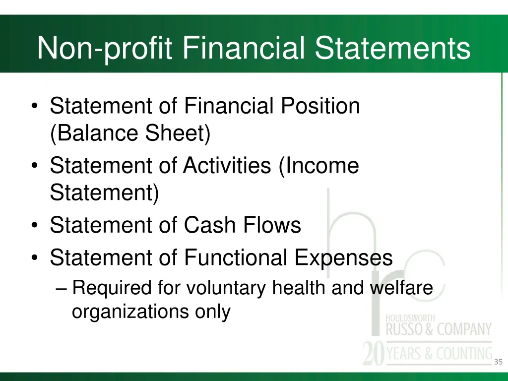 non profit financial statements