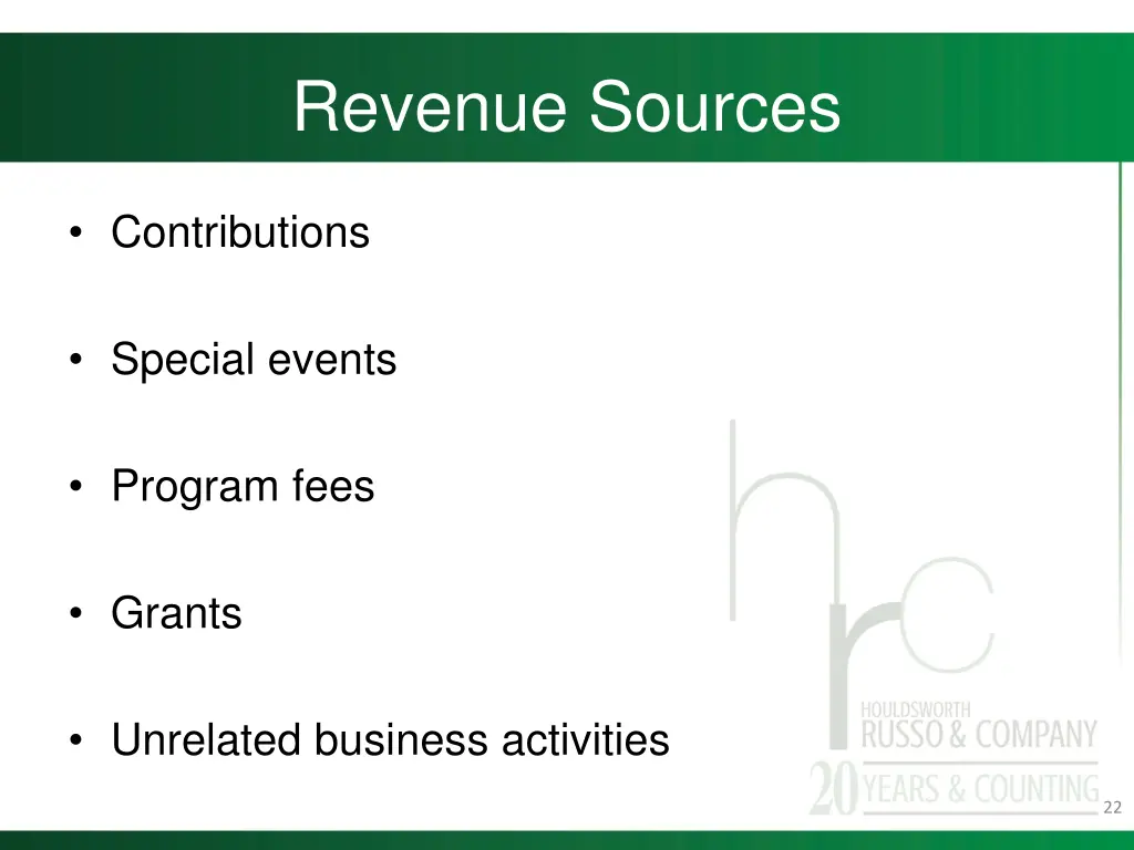 revenue sources