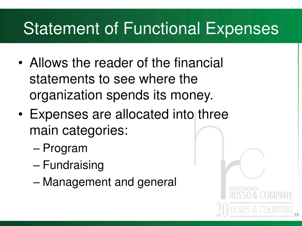 statement of functional expenses