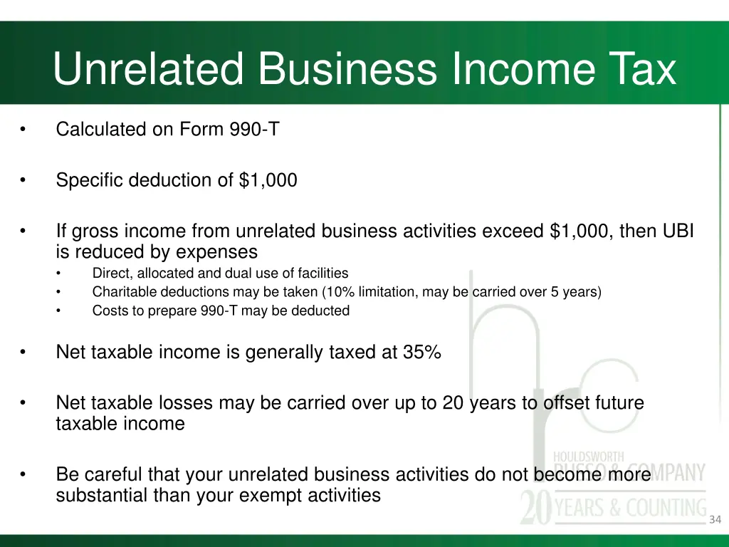 unrelated business income tax