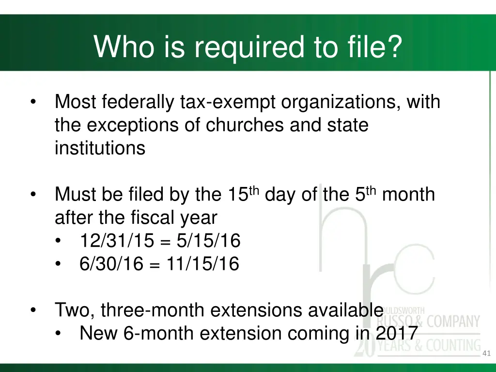 who is required to file