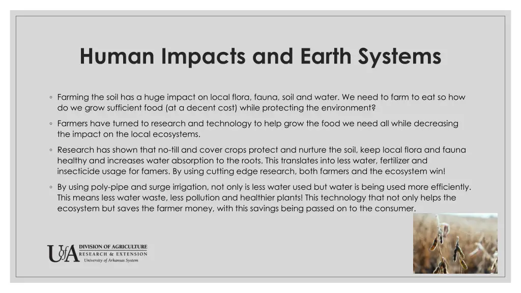 human impacts and earth systems