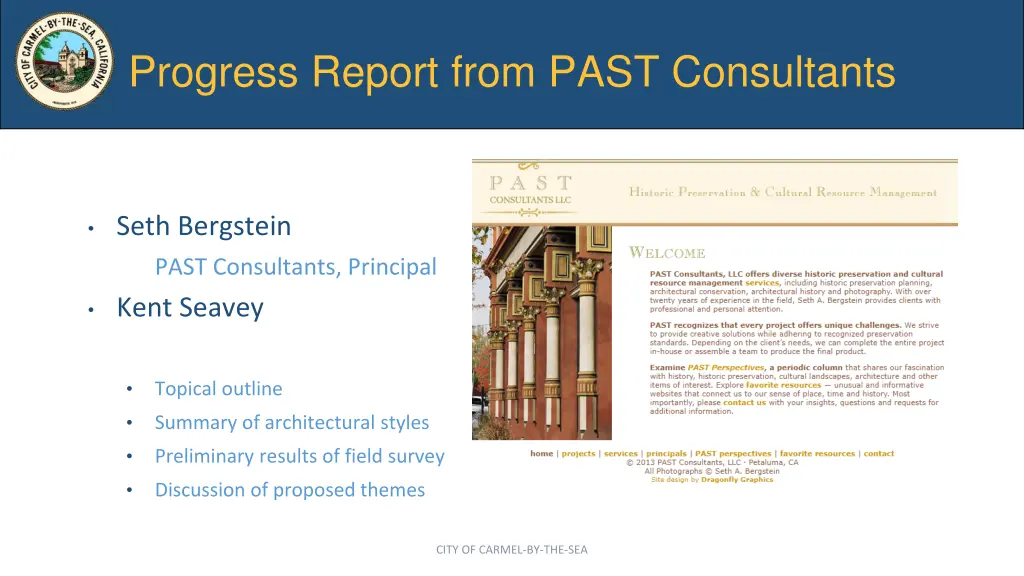 progress report from past consultants