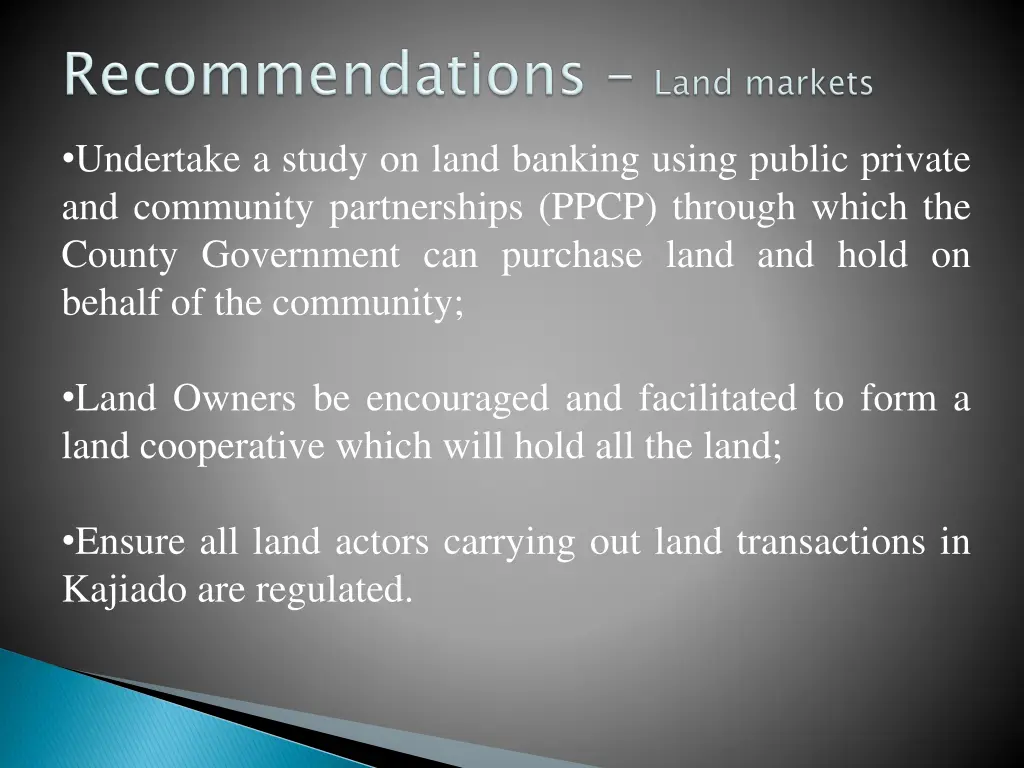 undertake a study on land banking using public