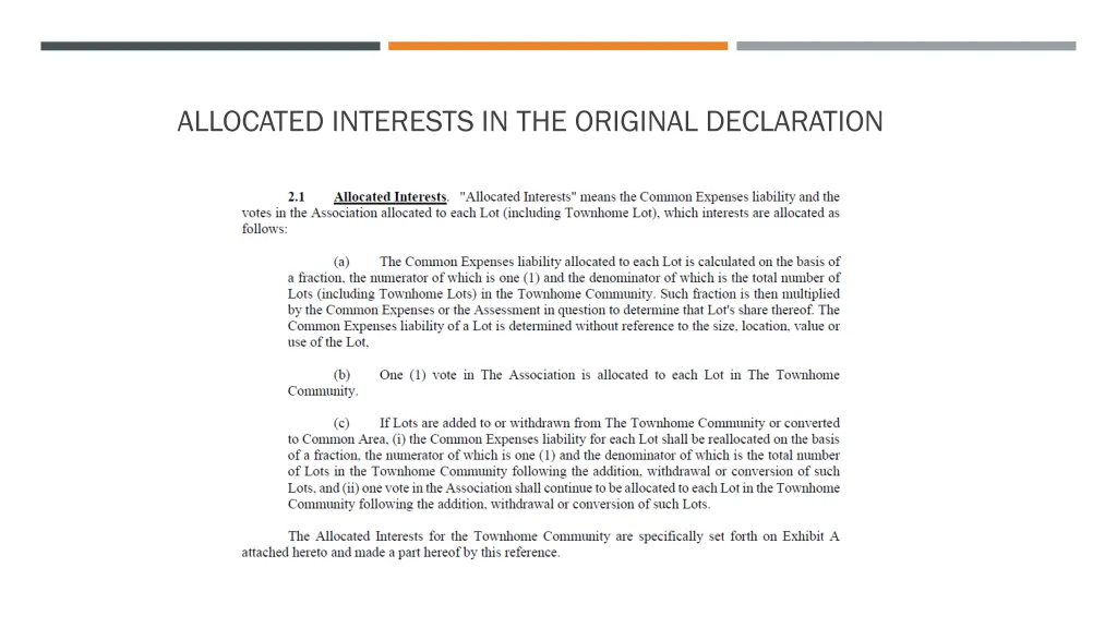 allocated interests in the original declaration