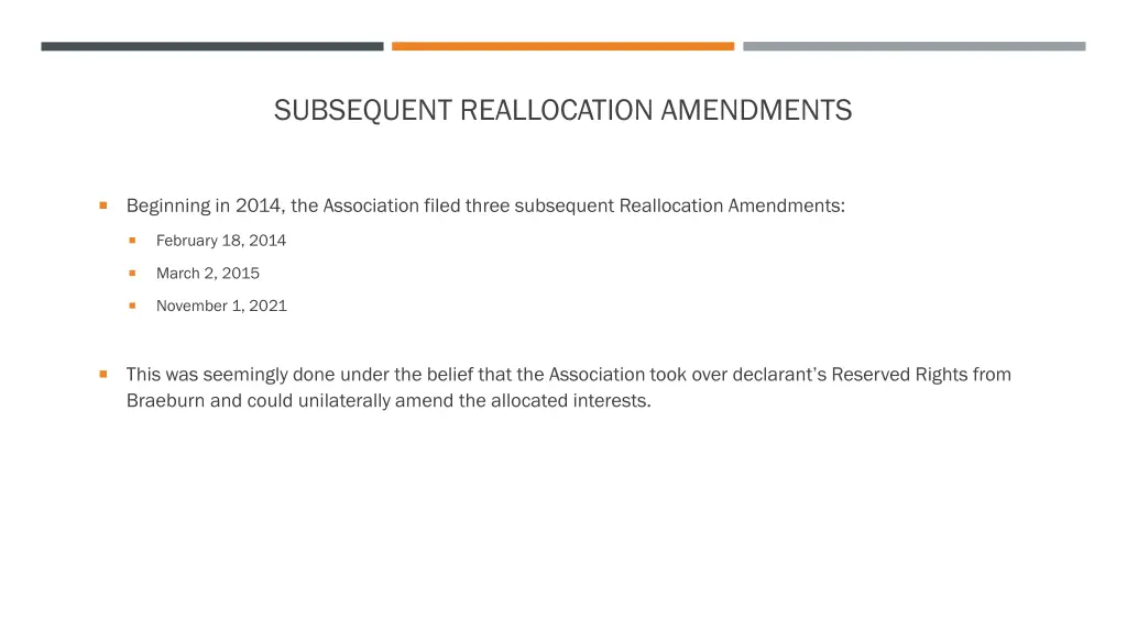 subsequent reallocation amendments