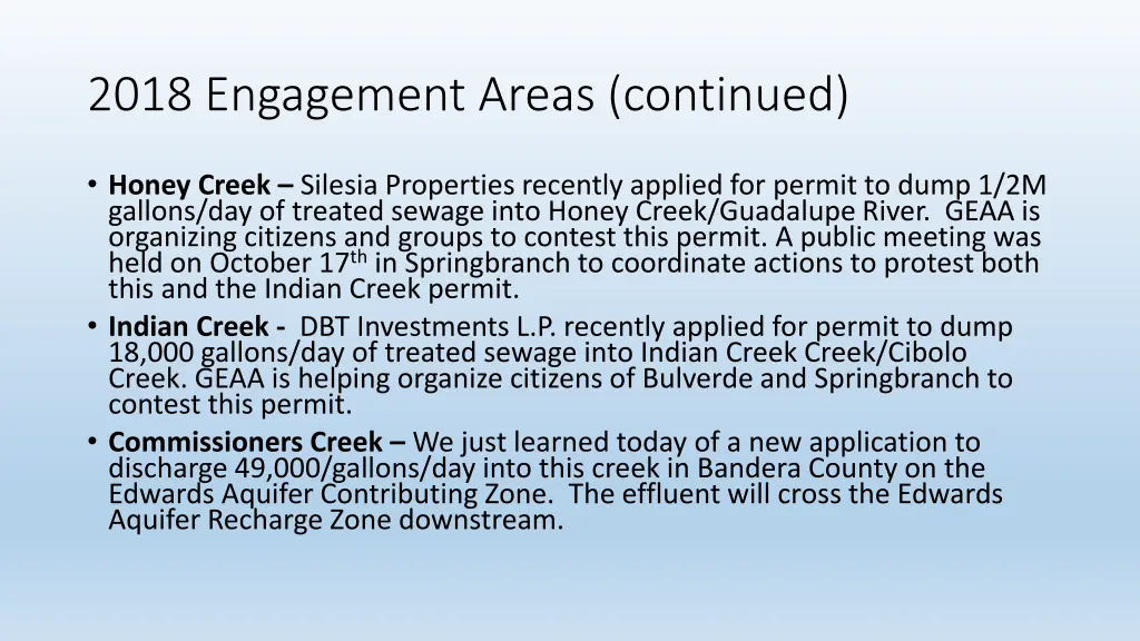 2018 engagement areas continued