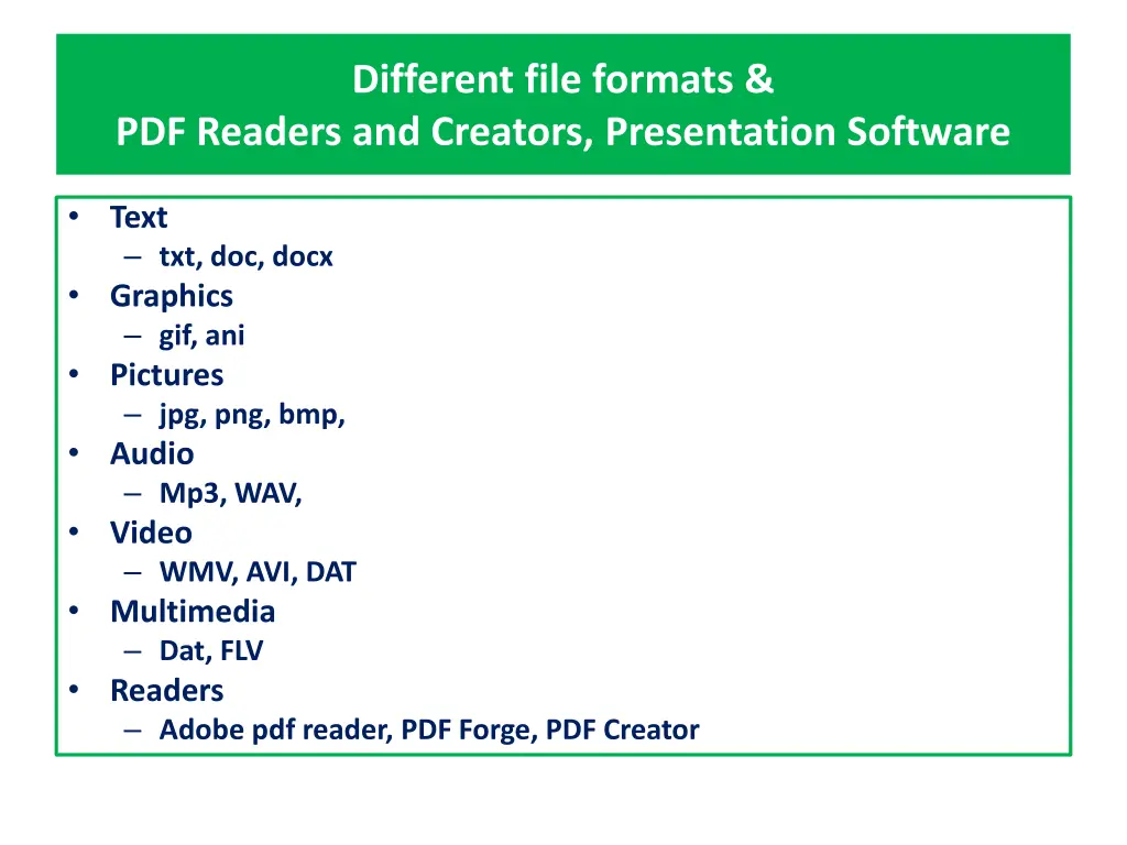 different file formats