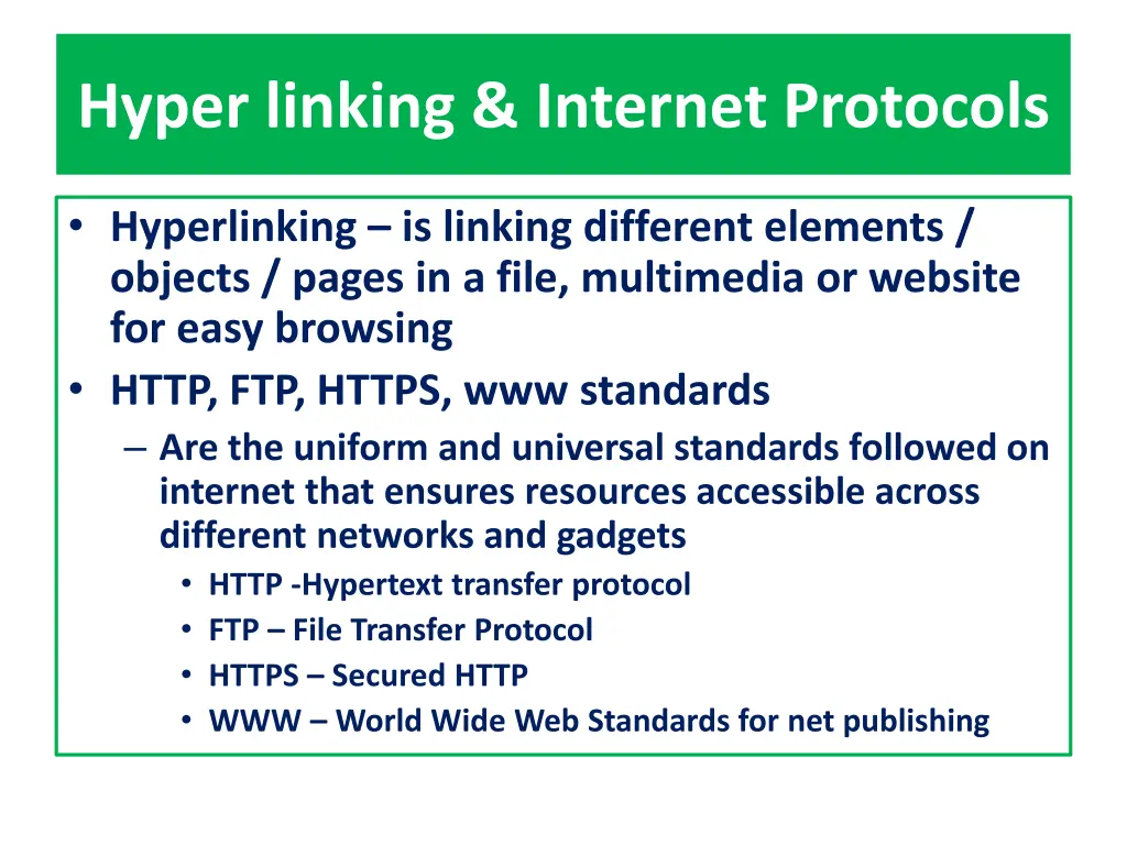 hyper linking internet protocols