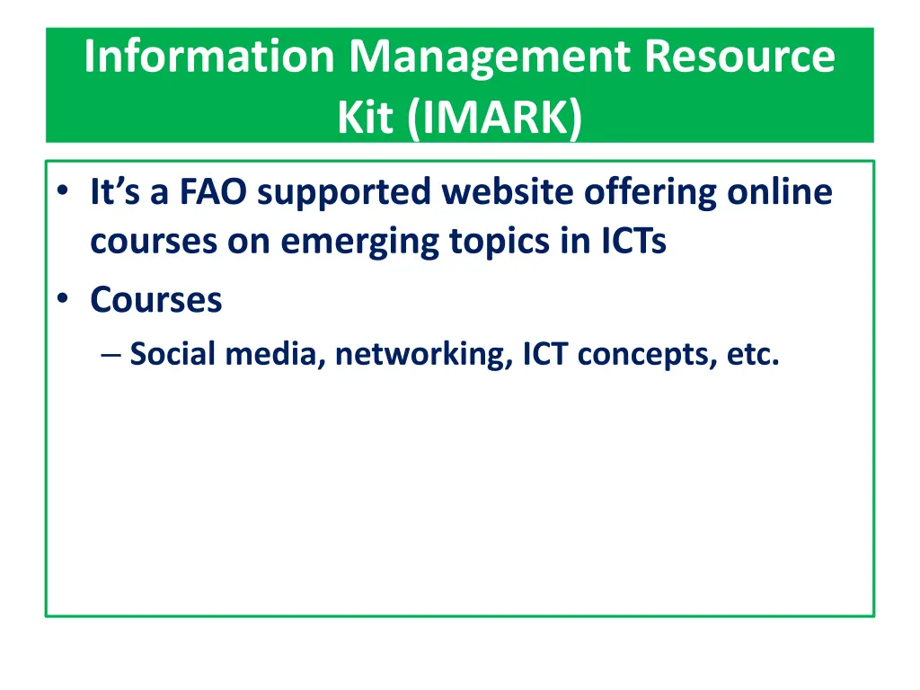 information management resource kit imark