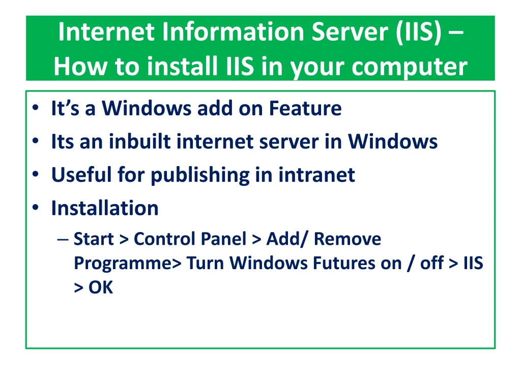 internet information server iis how to install