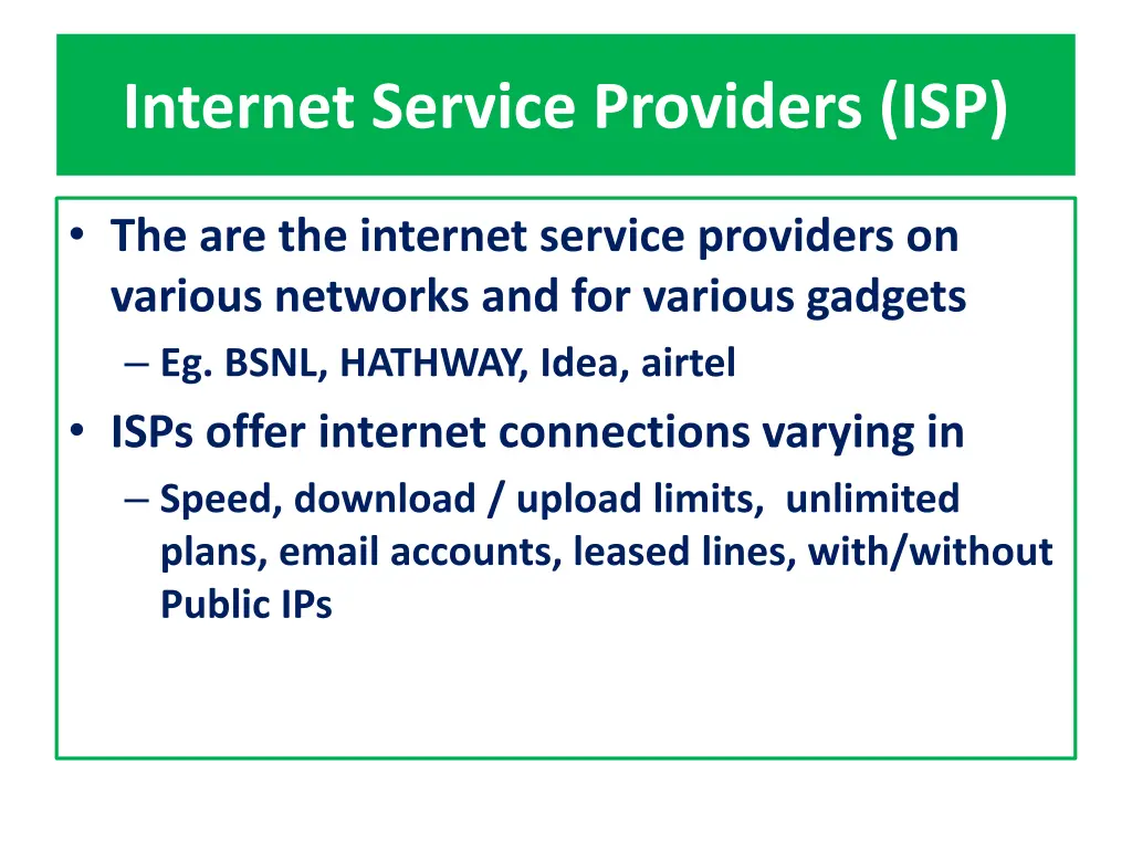 internet service providers isp