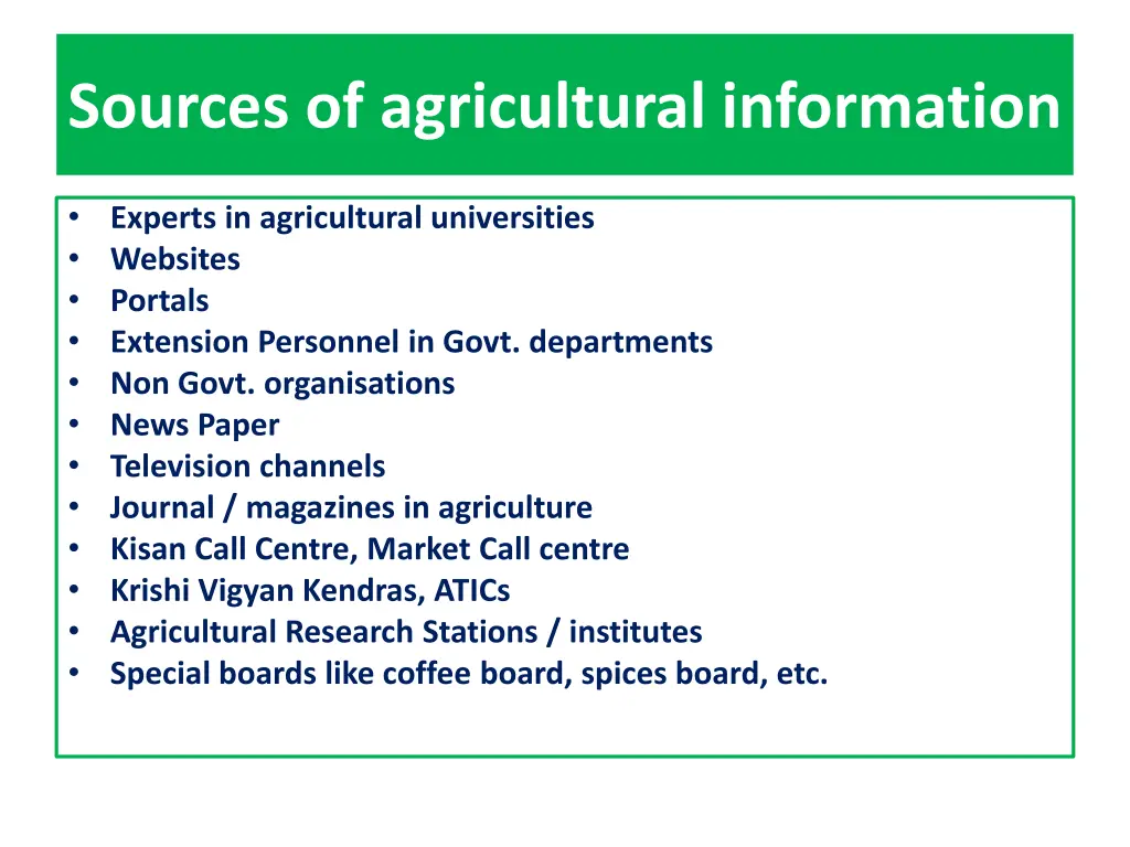 sources of agricultural information