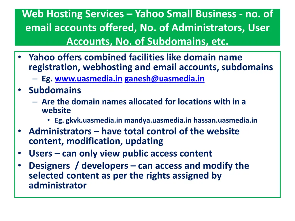 web hosting services yahoo small business