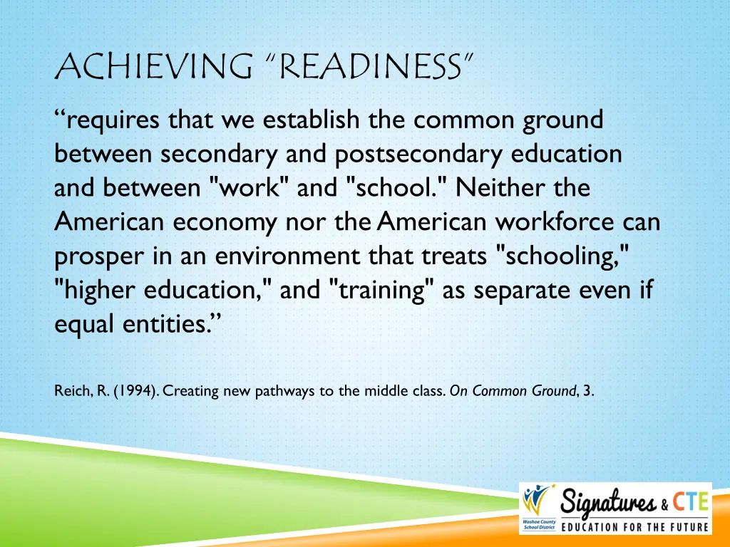 achieving readiness requires that we establish