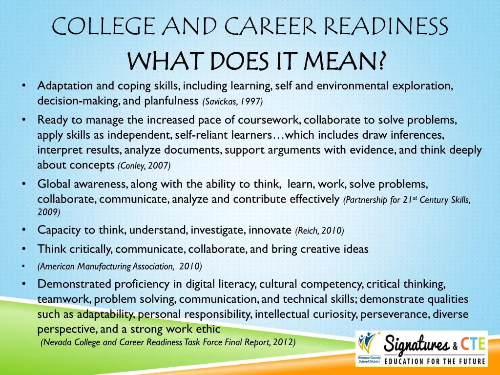 college and career readiness what does it mean