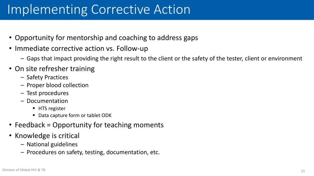 implementing corrective action