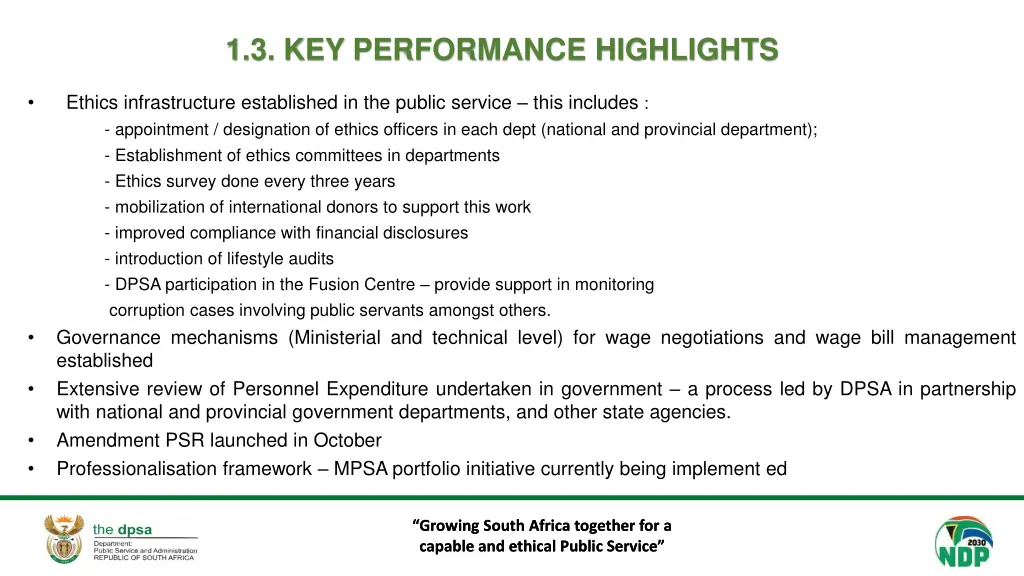 1 3 key performance highlights