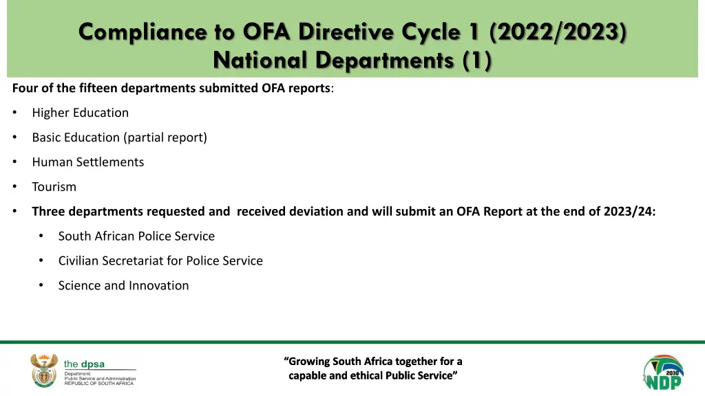 compliance to ofa directive cycle 1 2022 2023