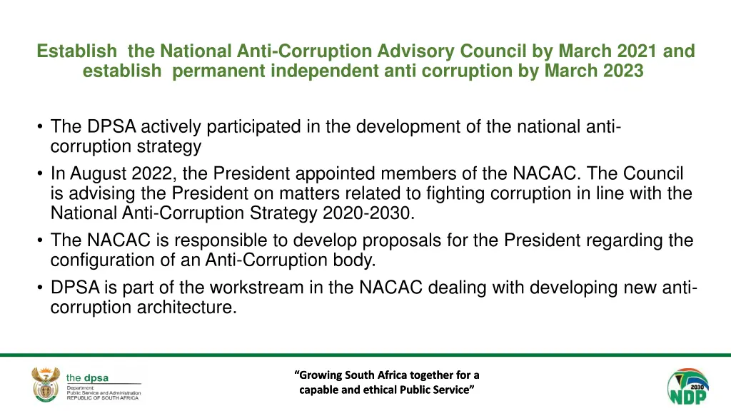 establish the national anti corruption advisory