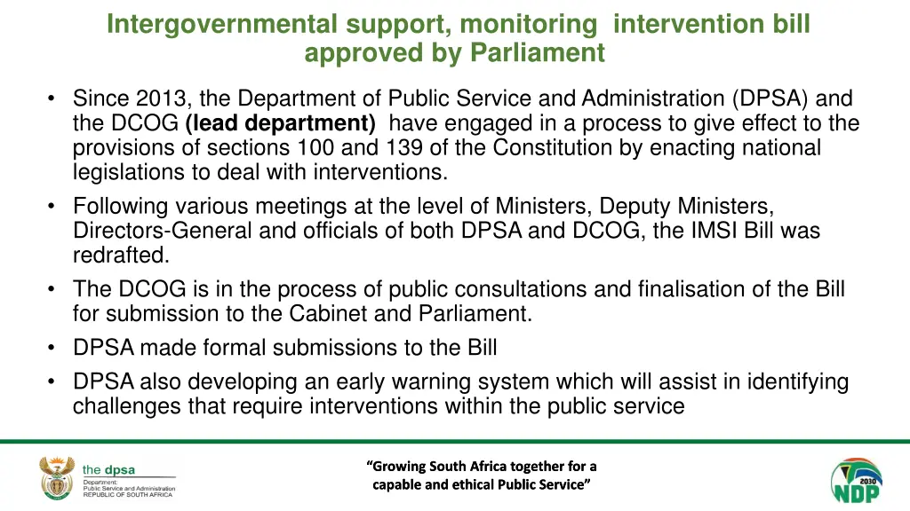 intergovernmental support monitoring intervention 1